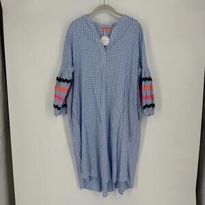 Blue Gingham Dress with Colorful Sleeves